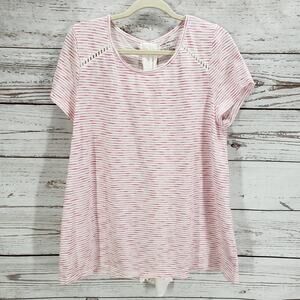 Lane Bryant Women's Knit Striped Lace Up Contrast Top Size 14/16